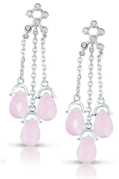 Shop Genevive Sterling Silver Light Pink Cubic Zirconia Three Strand Drop Earrings