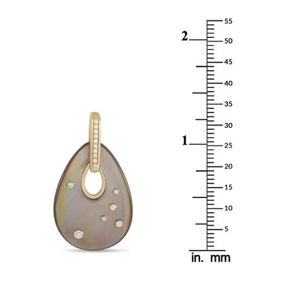 Shop Kabana 14k Yellow Gold 0.21 Ct Diamond And Mother Of Pearl Pendant In Beige
