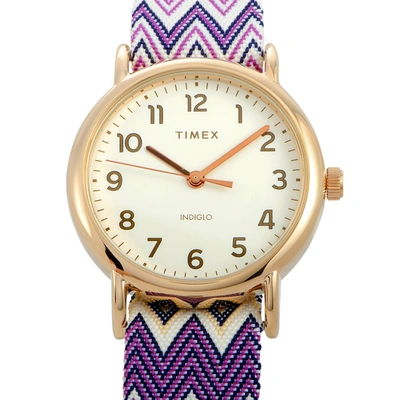 Timex Weekender Chevron 38 Mm Gold-tone Watch Tw2r59000 In Multi