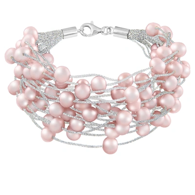 Shop Splendid Pearls Beautiful 6-7mm Freshwater Pearl Multirow Bracelet. In Pink