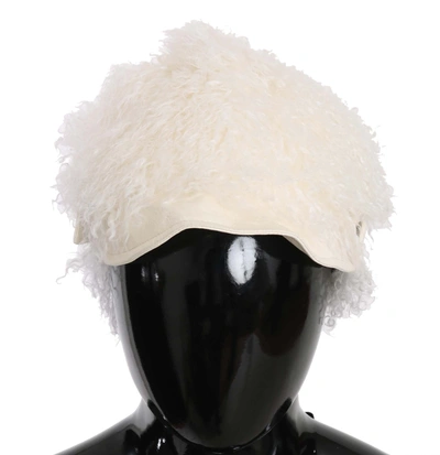 Shop Dolce & Gabbana Tibet Lamb Fur Gatsby Cap Women Women's Hat In Beige