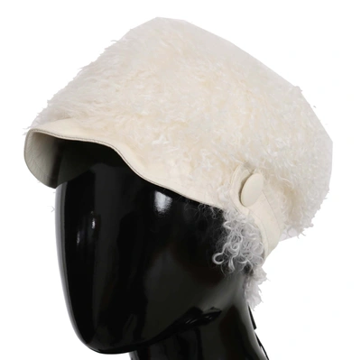 Shop Dolce & Gabbana Tibet Lamb Fur Gatsby Cap Women Women's Hat In Beige