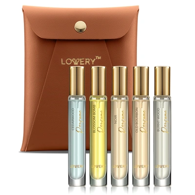 Shop Lovery Luxe Perfume Set For Men, 6pc Woody Scented Colognes, Eau De Toilette Parfum In Brown