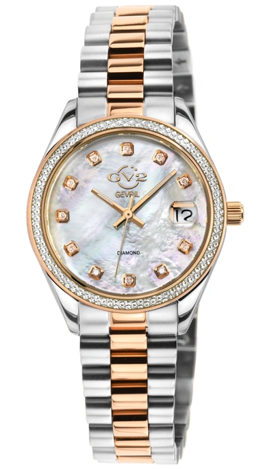 Shop Gv2 Women's Turin Diamond, White Mop Dial, Iprg Stainless Steel Watch