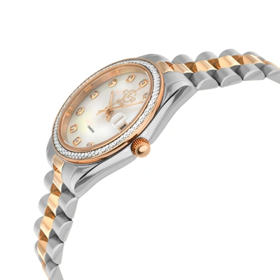 Gv2 Women's Turin Diamond, White Mop Dial, Iprg Stainless Steel Watch In White