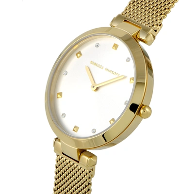 Shop Rebecca Minkoff Nina Gold-tone Mesh Bracelet Watch 2200300 In White