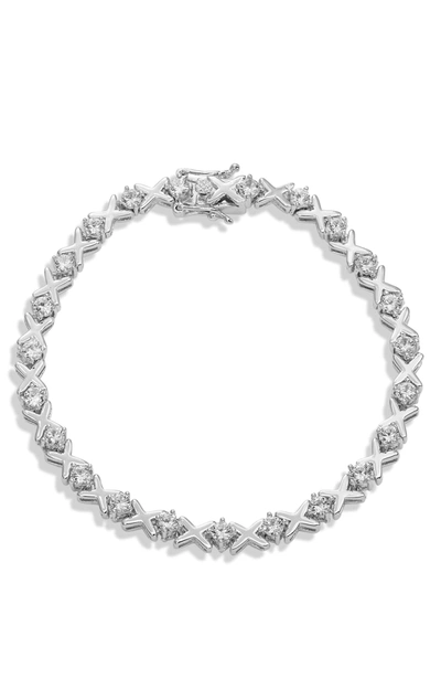 Shop Savvy Cie Jewels Hugs & Kisses Tennis Bracelet In Silver