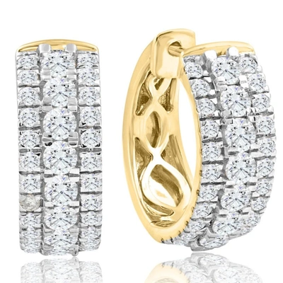 Shop Pompeii3 1 1/2 Ct Pave Diamond Hoops 10k Yellow Gold Lab Grown 16mm Tall Women's Earrings In Silver