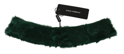 Shop Dolce & Gabbana Fur Neck Collar Wrap Lambskin Women's Scarf In Green