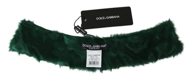 Shop Dolce & Gabbana Fur Neck Collar Wrap Lambskin Women's Scarf In Green