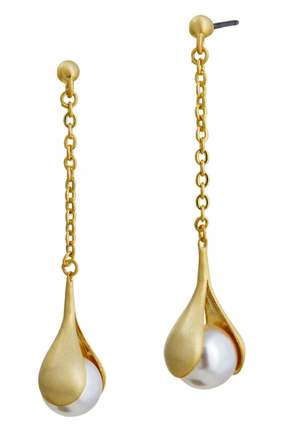 Savvy Cie Jewels Vermeil Faux Pearl Drop In Yellow