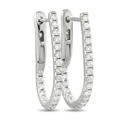 Shop Non Branded Lb Exclusive 14k White Gold 0.51 Ct Diamond Inside Out Oval Hoop Earrings In Silver
