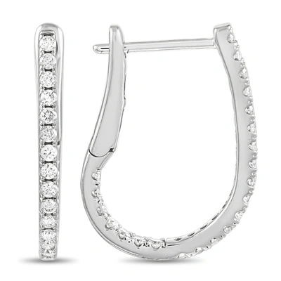 Shop Non Branded Lb Exclusive 14k White Gold 0.51 Ct Diamond Inside Out Oval Hoop Earrings In Silver