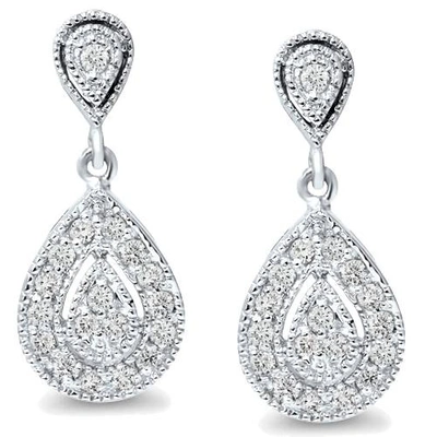 Shop Pompeii3 1/2ct Pear Shape Dangle Diamond Earrings 10k White Gold In Silver