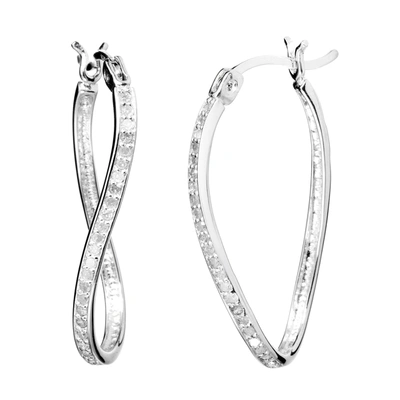 Vir Jewels 1/4 Cttw Diamond Hoop Earrings .925 Sterling Silver With Rhodium Plating 1 Inch In Silver