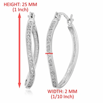 Vir Jewels 1/4 Cttw Diamond Hoop Earrings .925 Sterling Silver With Rhodium Plating 1 Inch In Silver