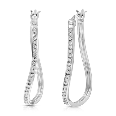 Vir Jewels 1/4 Cttw Diamond Hoop Earrings .925 Sterling Silver With Rhodium Plating 1 Inch In Silver