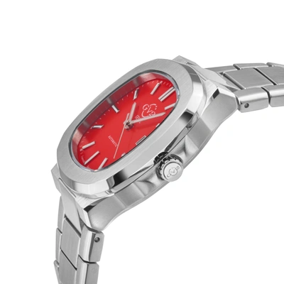 Shop Gv2 Automatic Men's Potente Red Dial 316l Stainless Steel Bracelet Watch In White