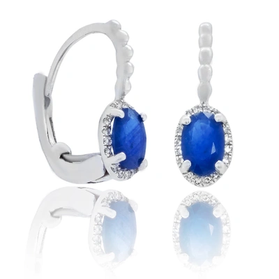 Shop Diana M. Diamond Earrings In Blue