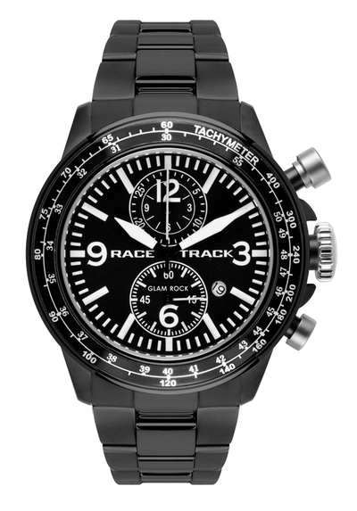 Shop Glam Rock Men's Racetrack Action Tachymeter 46mm Quartz Watch In Black