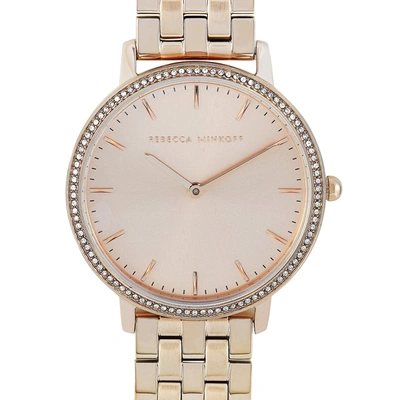 Shop Rebecca Minkoff Major Carnation Gold-tone Watch 2200349 In White