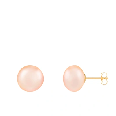 Shop Splendid Pearls 14k Yellow Gold 10-11mm Freshwater Pearl Stud Earrings. In Pink