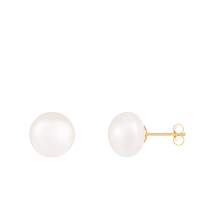 Shop Splendid Pearls 14k Yellow Gold 10-11mm Freshwater Pearl Stud Earrings. In White