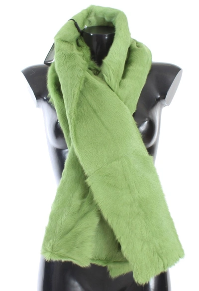 Shop Dolce & Gabbana Goat Fur Long Women's Scarf In Green