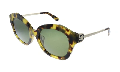 Shop Ferragamo Salvatore  Sf868sa 215 Rectangle Sunglasses In Green