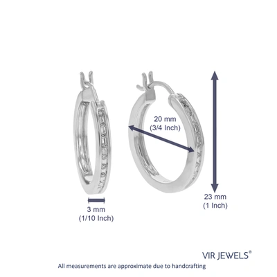 Vir Jewels 1/10 Cttw Round Cut Lab Grown Diamond Hoop Earrings In .925 Sterling Silver Prong Set 1 Inch In Silver