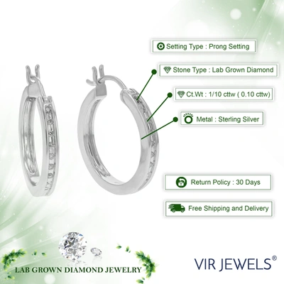 Vir Jewels 1/10 Cttw Round Cut Lab Grown Diamond Hoop Earrings In .925 Sterling Silver Prong Set 1 Inch In Silver