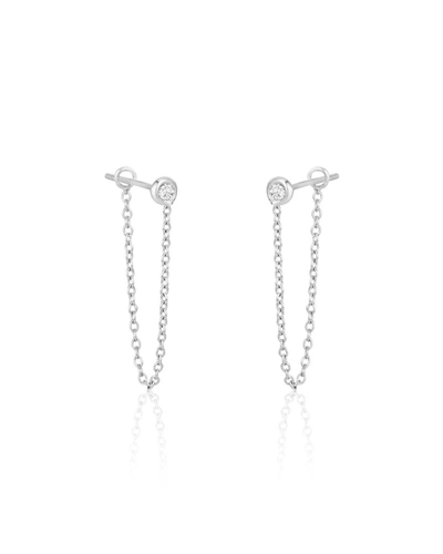 Shop Ariana Rabbani Bezel-set Diamond Chain Earrings (1" Drop) In Silver