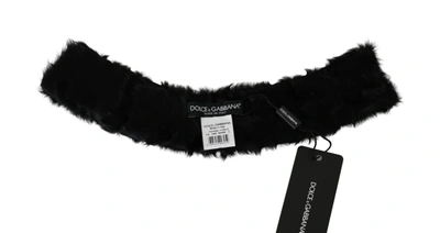 Shop Dolce & Gabbana Fur Neck Collar Wrap Lambskin Women's Scarf In Black