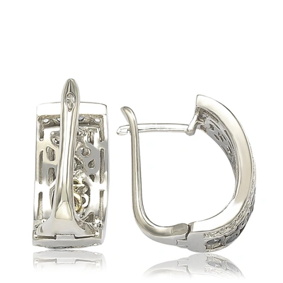 Suzy Levian Sapphire And Diamond In Sterling Silver Earring In Blue