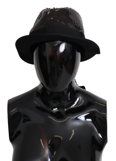 Shop Dolce & Gabbana Polyester Sequin Women Fedora Capello Men's Hat In Black