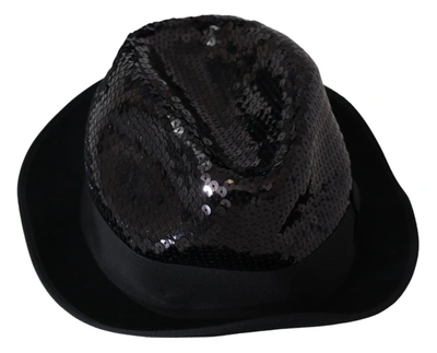 Shop Dolce & Gabbana Polyester Sequin Women Fedora Capello Men's Hat In Black