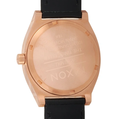 Shop Nixon Time Teller Leather All Rose Gold 37 Mm Stainless Steel Ladies Watch A045 1932 In Black