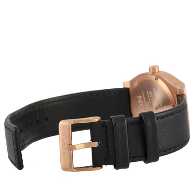 Shop Nixon Time Teller Leather All Rose Gold 37 Mm Stainless Steel Ladies Watch A045 1932 In Black