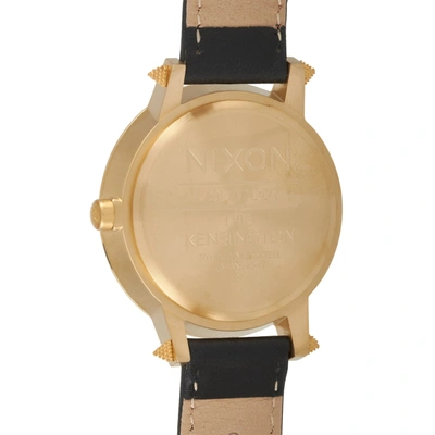 Shop Nixon Kensington Leather 37mm Gold Tone Stainless Steel Artifact Watch A108 3148 In White