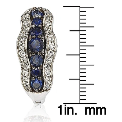 Suzy Levian Sapphire And Diamond In Sterling Silver And 18k Gold Earring In Blue