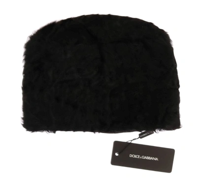 Shop Dolce & Gabbana Xiangao Lamb Fur Women's Beanie In Black