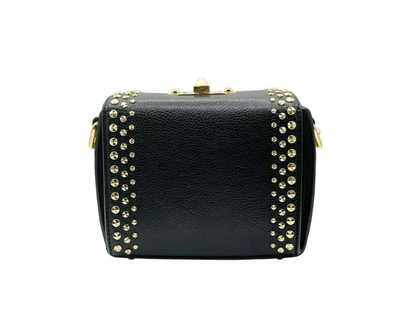 Shop Alexander Mcqueen Women's Leather  Studded Box 16 Crossbody Bag In Black