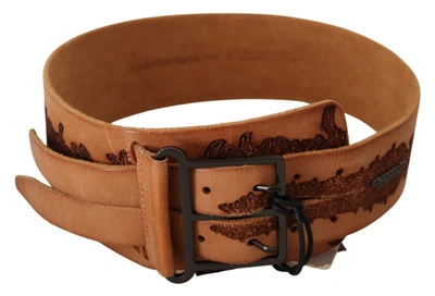 Shop Scervino Street Genuine Leather Logo Buckle Women's Belt In Brown