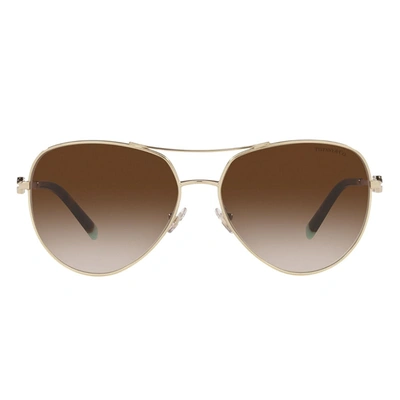Shop Tiffany & Co Tf 3083b 60213b Womens Aviator Sunglasses In Gold