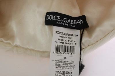 Shop Dolce & Gabbana Xiangao Lamb Fur Women's Beanie In White