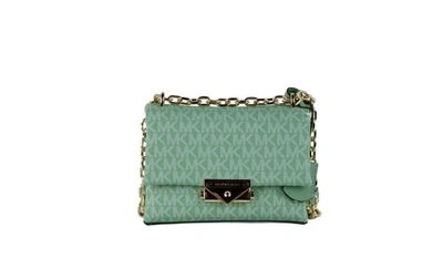 Shop Michael Kors Cece Small Sea Signature Pvc Convertible Flap Crossbody Women's Bag In Green