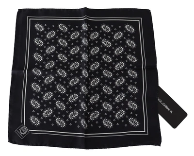 Shop Dolce & Gabbana Square Scarf Silk Men's Handkerchief In Black