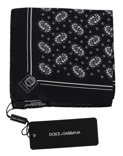 Shop Dolce & Gabbana Square Scarf Silk Men's Handkerchief In Black