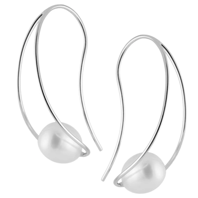 Shop Splendid Pearls Dangling Shepherd Hook 7.5-8mm Pearl Earrings In White