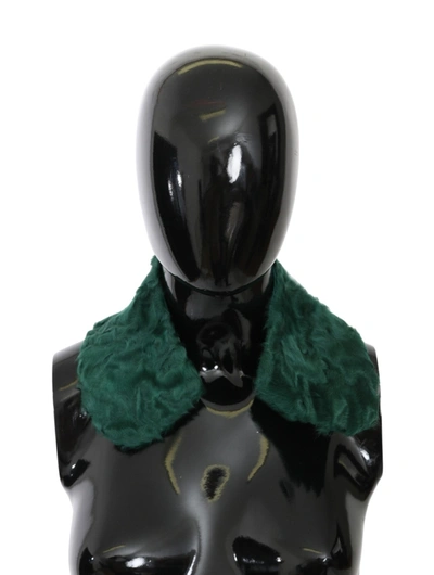 Shop Dolce & Gabbana Fur Shoulder Collar Wrap Lambskin Women's Scarf In Green